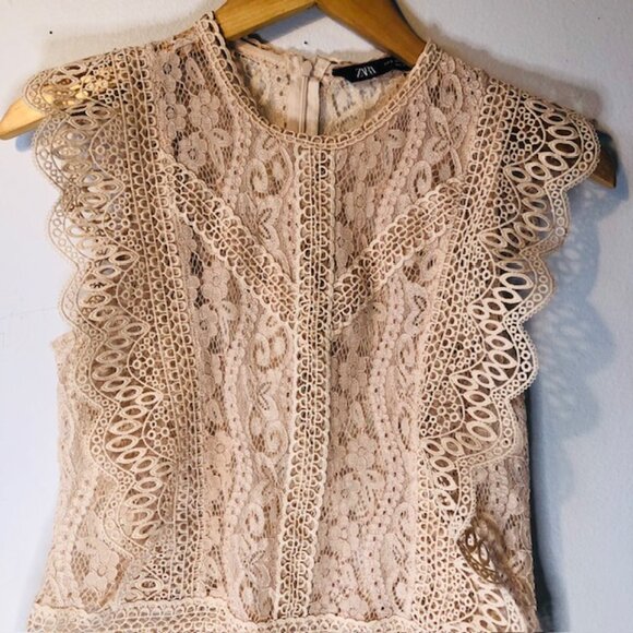 Zara Sleeveless Lace Top, Size S, Tan, Elegant, Feminine, Boho Chic, Lac… - Picture 2 of 5